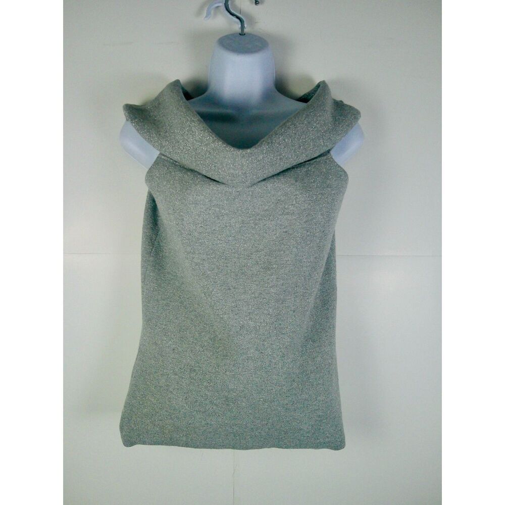 ANNE TAYLOR WOMENS LIGHT GRAY METALLIC SLEEVELESS OFF THE SHOULDER TOP. SIZE MP